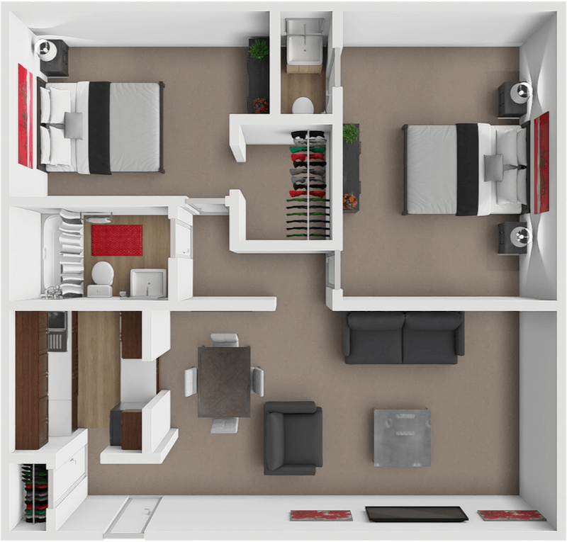 The London  Two Bedroom 1.5 Bath floor plan